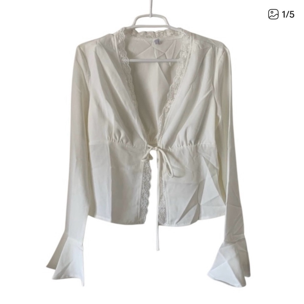 HEY BABE Trending Boho Vintage Cover Top w/Lace Trim, Vintage Cuff